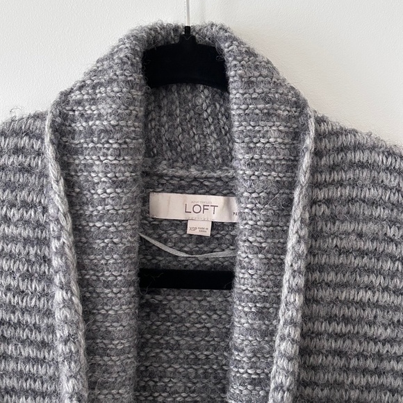 Loft Alpaca & Merino Wool Long Gray Shawl Collar Open Cardigan - Picture 12 of 16